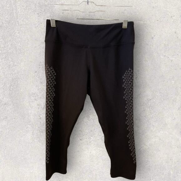 Kyodan Leggings Women’s Small Black Crop Neon Trim Mesh Panel Activewear Pants - Picture 1 of 9